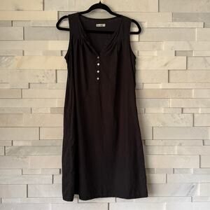 ALLEN ALLEN 100% Linen Open Button Neck Easy Tank Mini Dress Coastal Lagenlook M